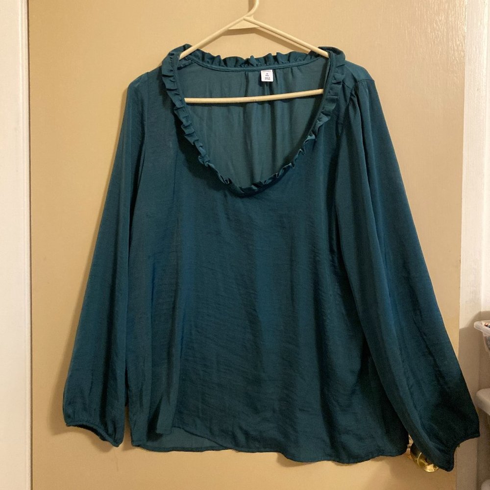Green Ruffled Bohemian Blouse